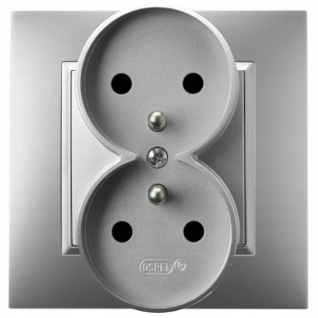 Gniazdo Podwójne Z Uziemieniem Ospel Aria Gniazdko Srebrny Ospel Aria