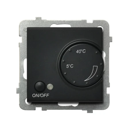 Regulator temperatury z czujnikiem napowietrznym producent Ospel seria Sonata kolor Czarny mat kod RTP-1RN/m/33