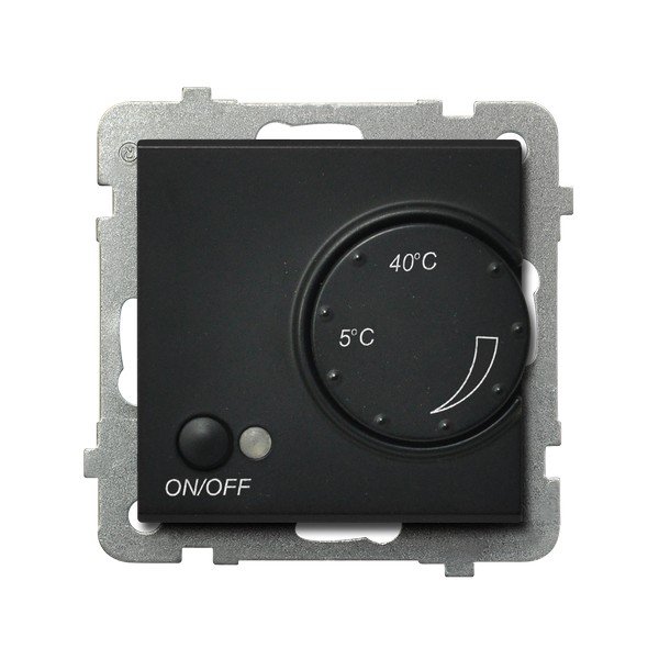 Regulator temperatury z czujnikiem napowietrznym producent Ospel seria Sonata kolor Czarny mat kod RTP-1RN/m/33