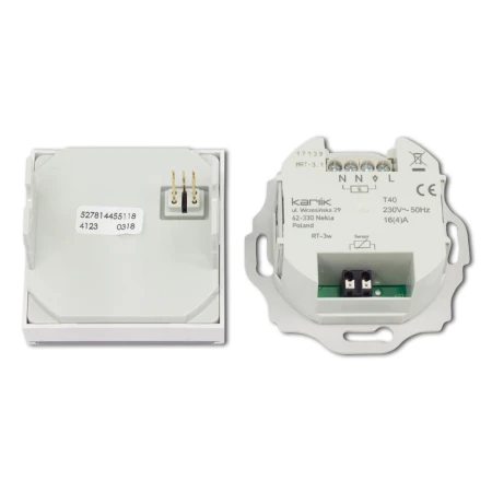 Karlik seria Mini Mechanizm uniwersalnego elektronicznego tygodniowego regulatora temperatury (podświetlenie białe) 29MRT-3.1