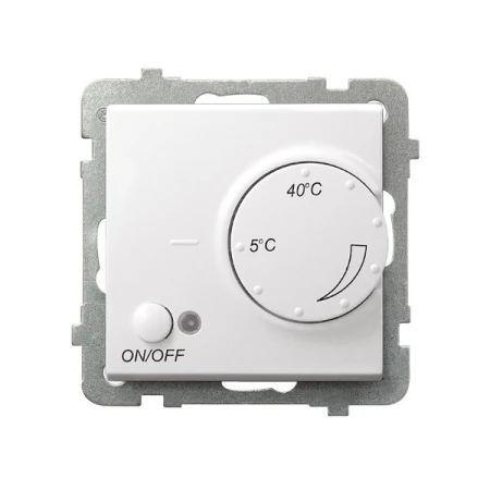 Regulator temperatury z czujnikiem napowietrznym producent Ospel seria Sonata kolor Biały mat kod RTP-1RN/m/75