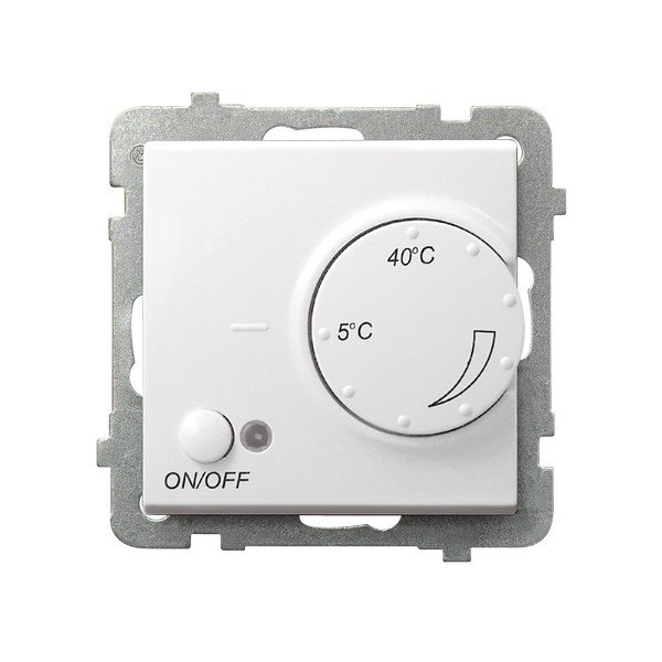 Regulator temperatury z czujnikiem napowietrznym producent Ospel seria Sonata kolor Biały mat kod RTP-1RN/m/75