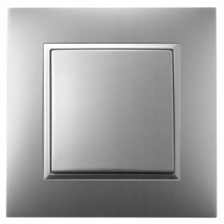 Włącznik Światła Pojedynczy W Ramce Srebrny Ospel Aria