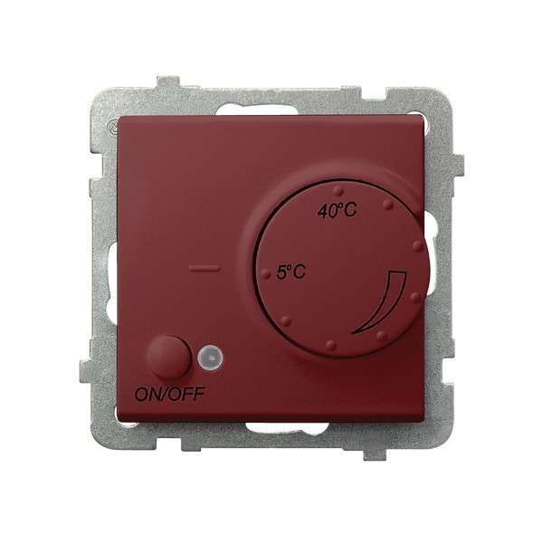 Regulator temperatury z czujnikiem podpodłogowym producent Ospel seria Sonata kolor Burgund kod RTP-1R/m/58
