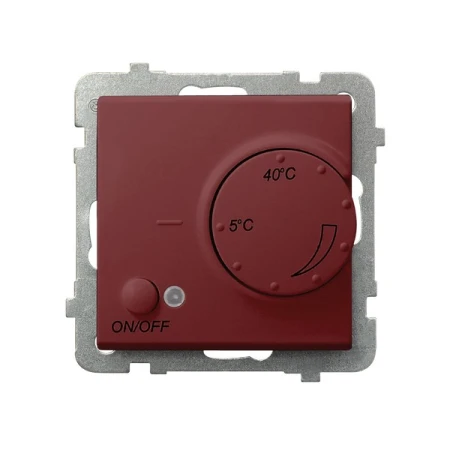 Regulator temperatury z czujnikiem napowietrznym producent Ospel seria Sonata kolor Burgund kod RTP-1RN/m/58