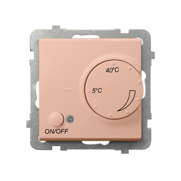 Regulator temperatury z czujnikiem podpodłogowym producent Ospel seria Sonata kolor Morela kod RTP-1R/m/88