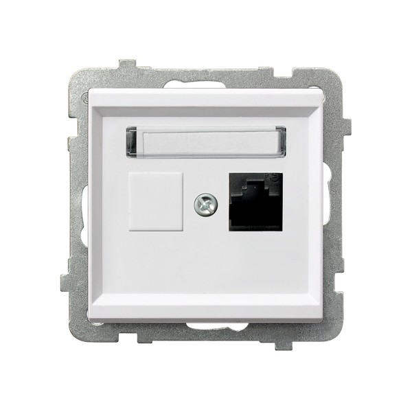Gniazdo komputerowe pojedyncze, kat. 6 MMC producent Ospel seria Sonata kolor Biały kod GPK-1R/K6/m/00