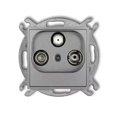 Mechanizm gniazda abonenckiego RTV-SAT końcowego 1,5dB producent Karlik seria Mini kolor Srebrny metalik kod 7MGS