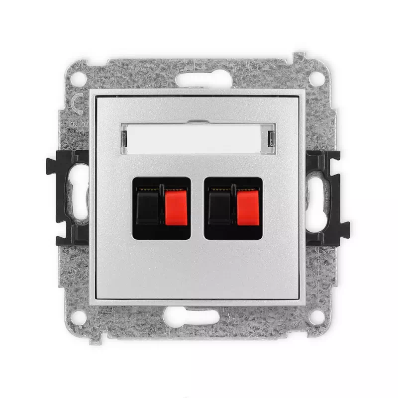 Mechanizm gniazda głośnikowego podwójnego producent Karlik seria Mini kolor Srebrny metalik kod 7MGG-2