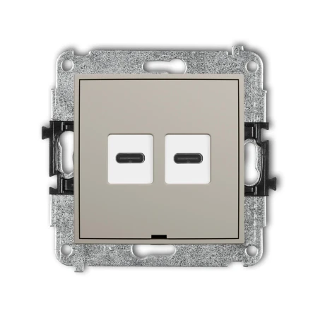 Mechanizm ładowarki USB podwójnej 2xUSB C, 30W max., bez pola opisowego producent Karlik seria Mini kolor Taupe kod 60MCUSBBO-9