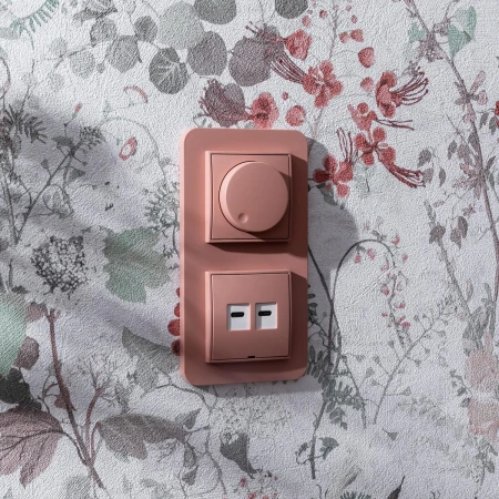 Mechanizm ładowarki USB podwójnej 2xUSB C, 30W max., bez pola opisowego producent Karlik seria Mini kolor Łososiowy kod 62MCUSBBO-9