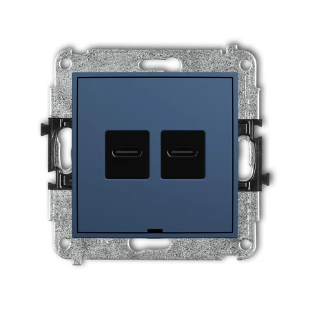 Mechanizm ładowarki USB podwójnej 2xUSB C, 30W max., bez pola opisowego producent Karlik seria Mini kolor Navy blue kod 64MCUSBBO-9