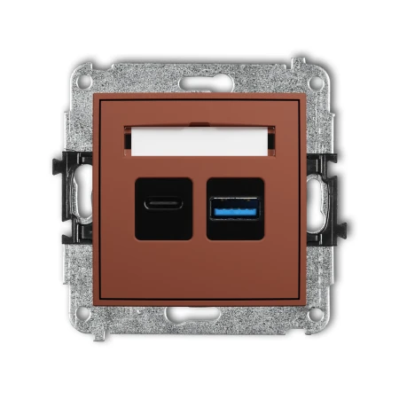 Mechanizm ładowarki USB podwójnej USB C + USB A, 20W max. producent Karlik seria Mini kolor Terakota kod 63MCUSB-8