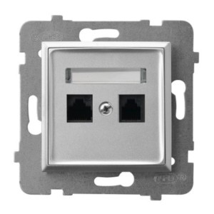 Moduł Srebrny Bez Ramki Gniazdo Internetowe 2X Ospel Aria