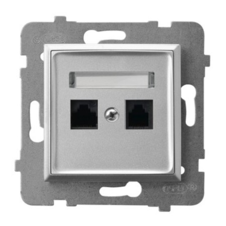 Moduł Srebrny Bez Ramki Gniazdo Internetowe 2X Ospel Aria
