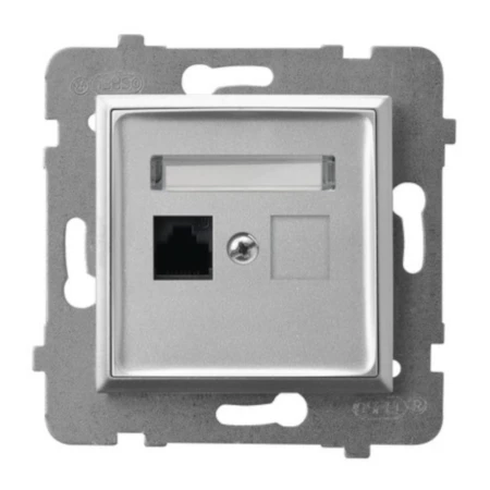 Moduł Srebrny Bez Ramki Gniazdo Internetowe 1X Ospel Aria