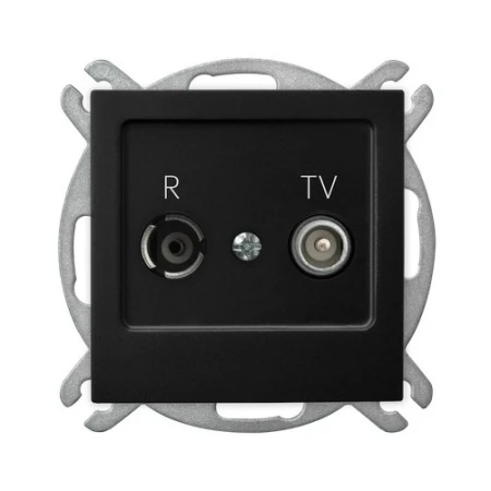 Gniazdo RTV przelotowe 10-dB producent Ospel seria As kolor Czarny mat kod GPA-10GP/m/33