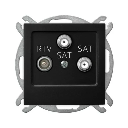 Gniazdo RTV-SAT z dwoma wyjściami SAT producent Ospel seria As kolor Czarny mat kod GPA-G2S/m/33