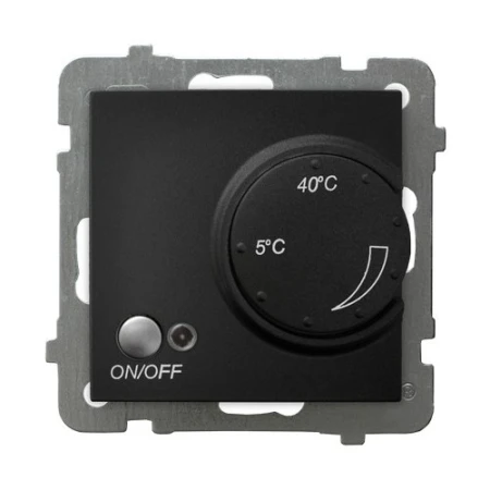 Regulator temperatury z czujnikiem napowietrznym producent Ospel seria As kolor Czarny mat kod RTP-1GN/m/33