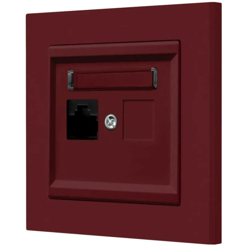 Gniazdo internetowe rj45 1x z ramką Ospel Sonata Burgund