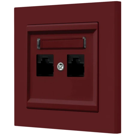 Gniazdo internetowe rj45 2x z ramką Ospel Sonata Burgund