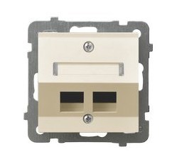 Obudowa gniazda podwójnego typu Keystone skośna producent Ospel seria As kolor Ecru kod GPK-2GS/p/27