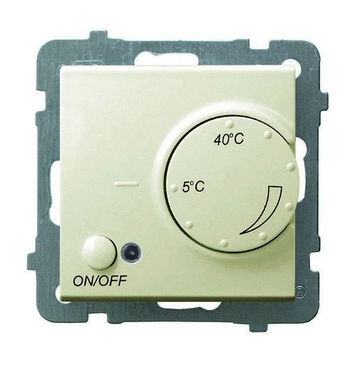 Regulator temperatury z czujnikiem napowietrznym producent Ospel seria As kolor Ecru kod RTP-1GN/m/27
