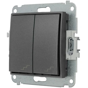 Mechanizm łącznika podwójnego schodowego producent Karlik seria Mini kolor Grafitowy kod 11MWP-33