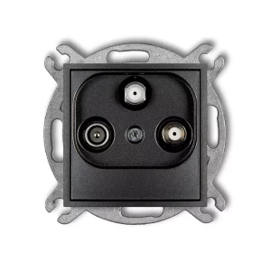 Mechanizm gniazda abonenckiego 2 wyjścia SAT + TV producent Karlik seria Mini kolor Grafitowy kod 11MGSN