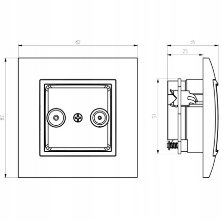 Gniazdo Pojedyncze Antenowe Typ F Ospel Aria Czarna