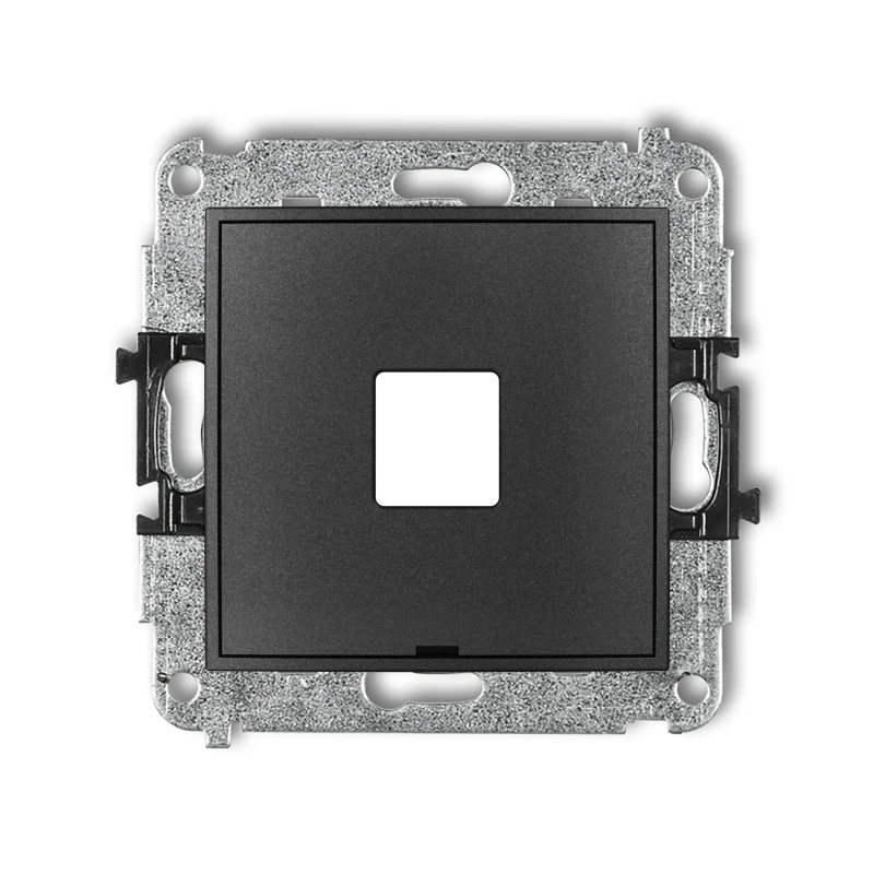 Mechanizm gniazda multimedialnego pojedynczego bez modułu, bez pola opisowego (standard Keystone) producent Karlik seria Mini kolor Grafitowy kod 11MGMBO-1P