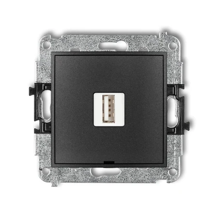 Mechanizm ładowarki USB pojedynczej USB A, 5W max., 5V, 1A, bez pola opisowego producent Karlik seria Mini kolor Grafitowy kod 11MCUSBBO-1