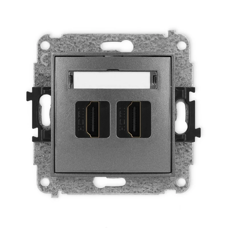 Mechanizm gniazda podwójnego HDMI 2.1, 8K producent Karlik seria Mini kolor Grafitowy kod 11MHDMI-6
