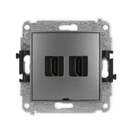 Mechanizm gniazda podwójnego HDMI 2.1, 8K, bez pola opisowego producent Karlik seria Mini kolor Grafitowy kod 11MHDMIBO-6