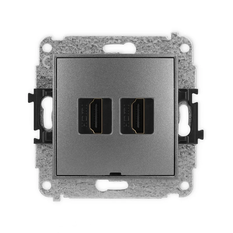 Mechanizm gniazda podwójnego HDMI 2.1, 8K, bez pola opisowego producent Karlik seria Mini kolor Grafitowy kod 11MHDMIBO-6