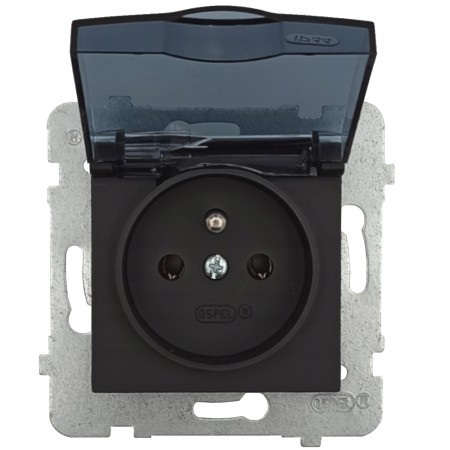 Gniazdo Pojedyncze Ip44 Z Bolcem Ospel Aria Czarne