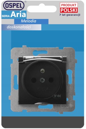 Gniazdo Pojedyncze Ip44 Z Bolcem Ospel Aria Czarne