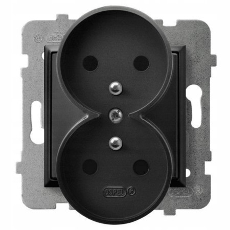 Gniazdo Podwójne Uziemienie Gniazdko Ospel Aria Czarne