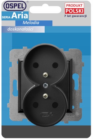 Gniazdo Podwójne Uziemienie Gniazdko Ospel Aria Czarne