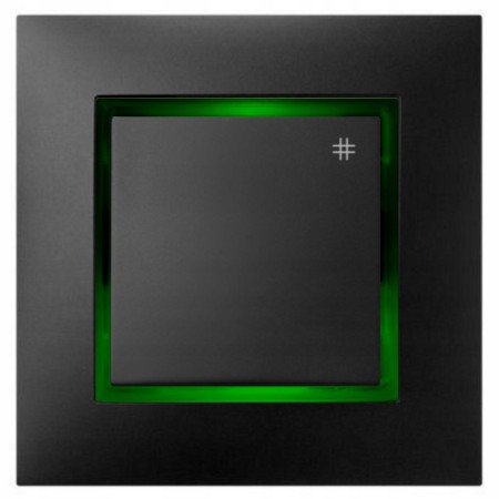 Włącznik Krzyżowy  Czarny Z Podświetleniem Zielonym Ospel Aria