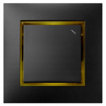 Włącznik Schodowy Czarny Z Podświetleniem Złotym
