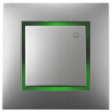 Włącznik Dzwonkowy Szary Z Podświetleniem Zielonym Ospel Aria