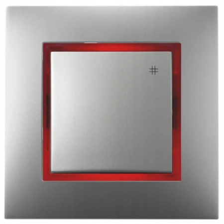 Włącznik Krzyżowy Srebrny Z Podświetleniem Czerwonym Ospel Aria