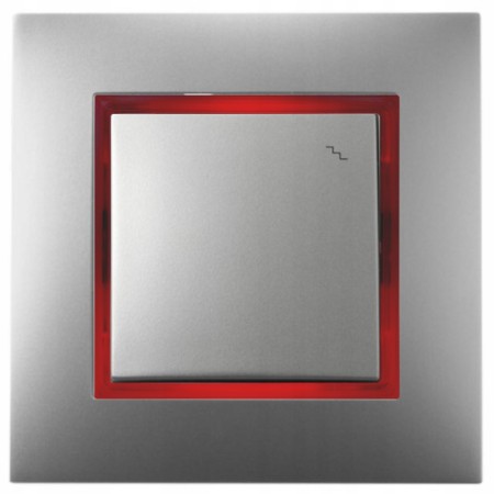 Włącznik Schodowy Srebrny Z Podświetleniem Czerwonym Ospel Aria