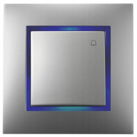 Włącznik Dzwonkowy Srebrny Z Podświetleniem Niebieskim Ospel Aria