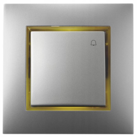 Włącznik Dzwonkowy Srebrny Z Podświetleniem Złotym Ospel Aria