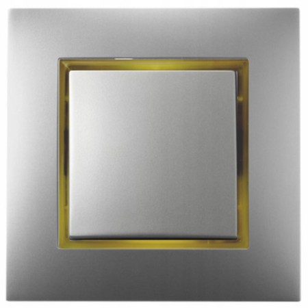 Włącznik Pojedynczy Srebrny Z Podświetleniem Złotym Ospel Aria