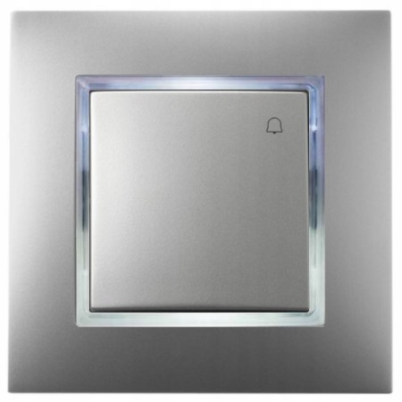 Włącznik Dzwonkowy Srebrny Z Podświetleniem Białym Ospel Aria