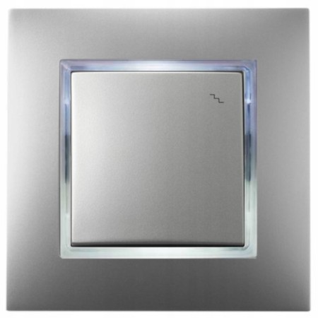 Włącznik Schodowy Srebrny Z Podświetleniem Białym Ospel Aria