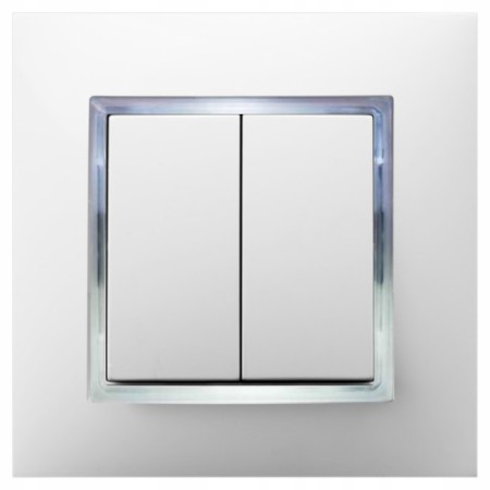 Włącznik Podwójny Z Podświetleniem Białym Ospel Aria
